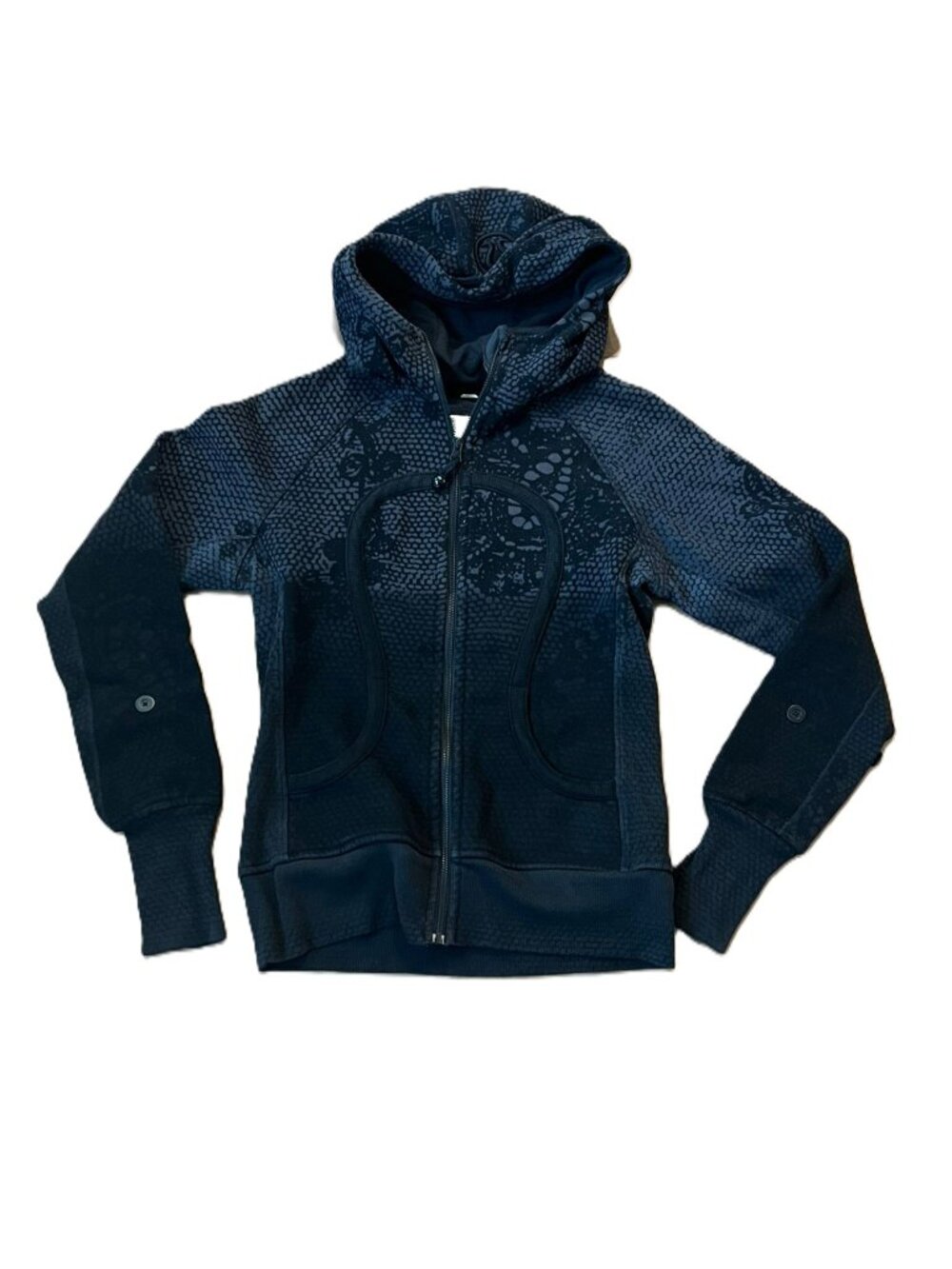 Lululemon Limited Edition Coal Black Orbit Lace Print Scuba Hoodie Size 6 Small